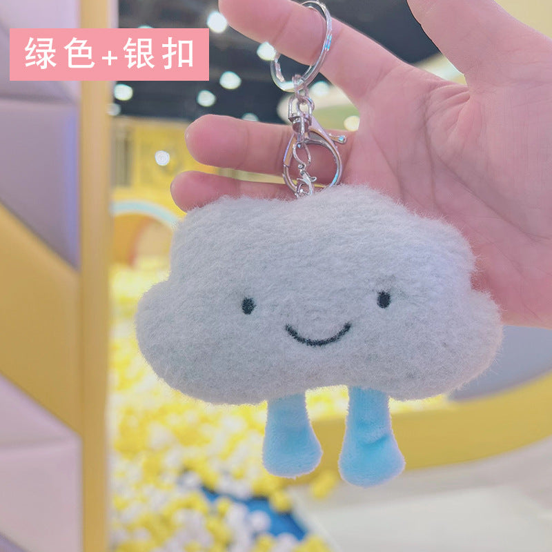 Wholesale Celebrity Cute Cloud Keychain Pendant Girl's Heart Little White Cloud Doll Backpack Couple Hanging Plush Play